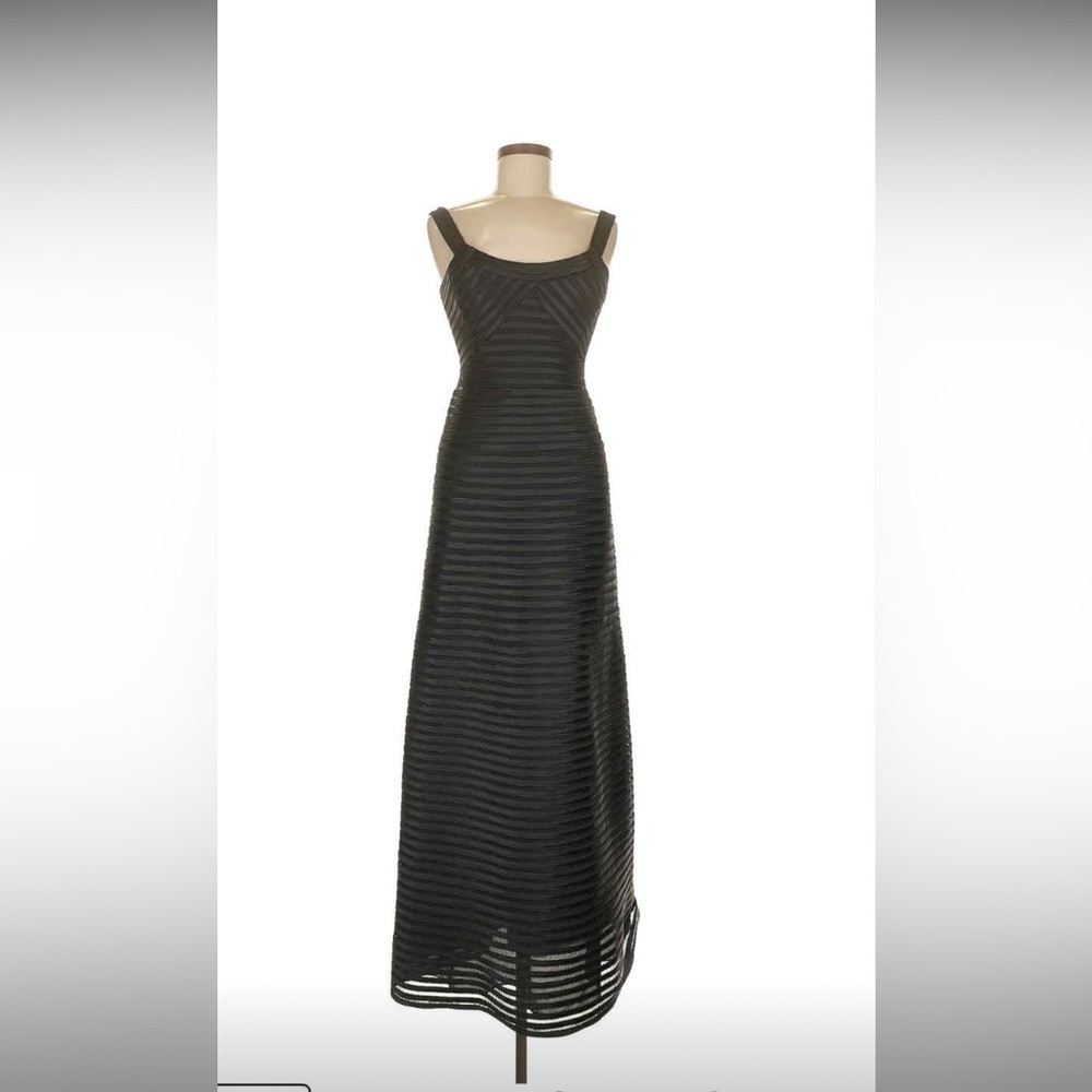 BCBG Elegant Black Striped Evening Dress